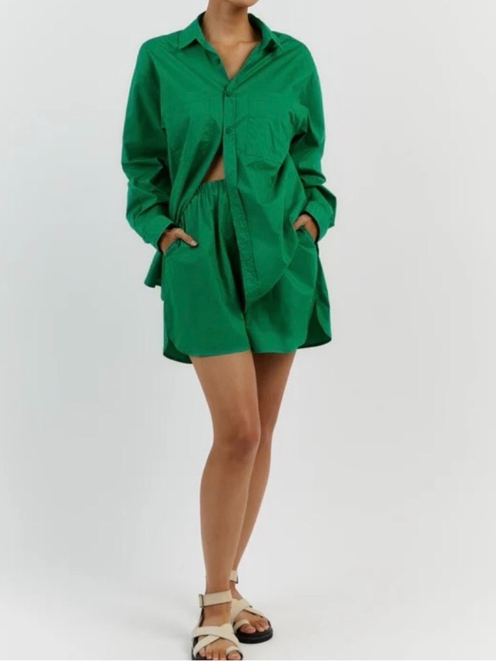 DISSH Maxie 2 pc Set Shirt and Shorts Cotton Poplin Green Size XS - Picture 2 of 14